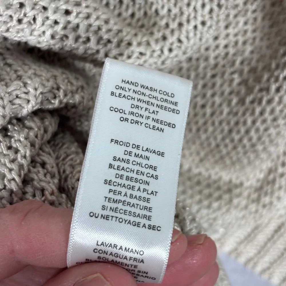 Michael Kors Metallic‎ Thread Open Back Sweater Small Sheer Knit Neutral Shimmer
